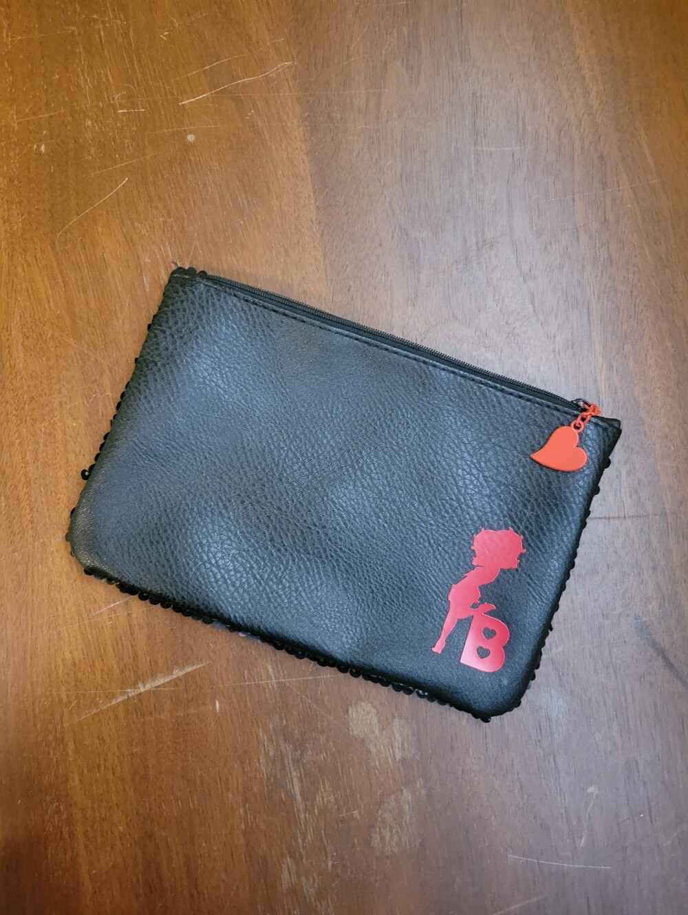 Ipsy X Betty Boop Black Zip Pouch with Red Accent